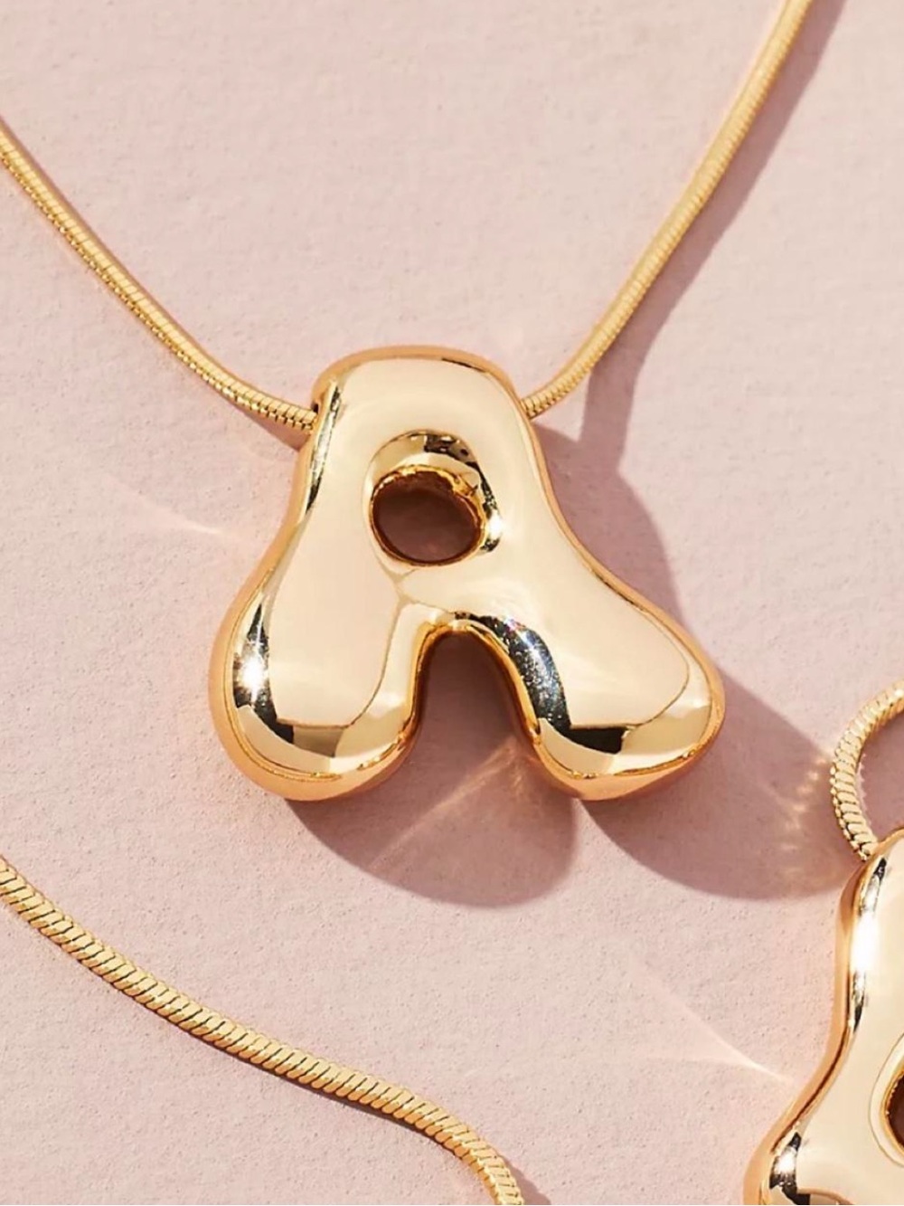 Anthropologie Gold Plated Bubble Letter Initial A Necklace NWOT Jewelry Monogram